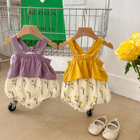 Load image into Gallery viewer, Baby Girls Flower Print Rompers Wholesale 230712176
