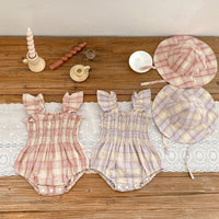 Load image into Gallery viewer, Baby Girls Checked Rompers Wholesale 230712187
