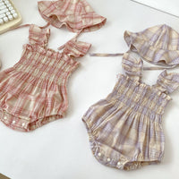 Load image into Gallery viewer, Baby Girls Checked Rompers Wholesale 230712187
