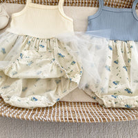 Load image into Gallery viewer, 2 Pieces Set Baby Girls Solid Color Print Jackets Outwears And Flower Rompers Wholesale 230712196
