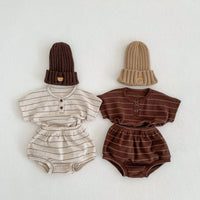 Load image into Gallery viewer, 2 Pieces Set Baby Kid Girls Boys Striped T-Shirts And Shorts Wholesale 23071230
