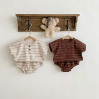 Load image into Gallery viewer, 2 Pieces Set Baby Kid Girls Boys Striped T-Shirts And Shorts Wholesale 23071230
