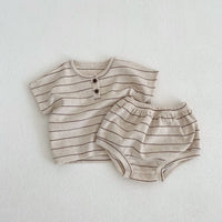 Load image into Gallery viewer, 2 Pieces Set Baby Kid Girls Boys Striped T-Shirts And Shorts Wholesale 23071230
