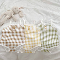 Load image into Gallery viewer, Baby Girls Checked Rompers Wholesale 23071264
