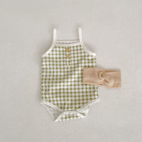 Load image into Gallery viewer, Baby Girls Checked Rompers Wholesale 23071264
