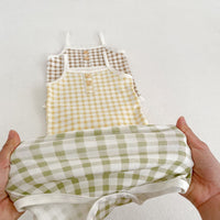 Load image into Gallery viewer, Baby Girls Checked Rompers Wholesale 23071264
