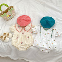 Load image into Gallery viewer, Baby Girls Flower Embroidered Rompers Wholesale 23071265
