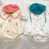 Load image into Gallery viewer, Baby Girls Flower Embroidered Rompers Wholesale 23071265
