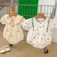 Load image into Gallery viewer, Baby Girls Flower Embroidered Rompers Wholesale 23071265
