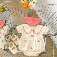 Load image into Gallery viewer, Baby Girls Flower Embroidered Rompers Wholesale 23071265
