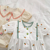 Load image into Gallery viewer, Baby Girls Flower Embroidered Rompers Wholesale 23071265
