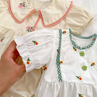 Load image into Gallery viewer, Baby Girls Flower Embroidered Rompers Wholesale 23071265
