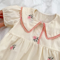 Load image into Gallery viewer, Baby Girls Flower Embroidered Rompers Wholesale 23071265
