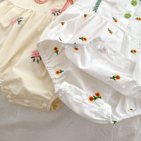 Load image into Gallery viewer, Baby Girls Flower Embroidered Rompers Wholesale 23071265

