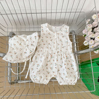 Load image into Gallery viewer, Baby Girls Flower Checked Rompers Wholesale 23071276
