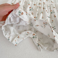 Load image into Gallery viewer, Baby Girls Flower Checked Rompers Wholesale 23071276
