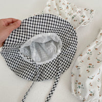 Load image into Gallery viewer, Baby Girls Flower Checked Rompers Wholesale 23071276
