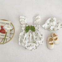 Load image into Gallery viewer, Baby Girls Flower Bow Print Rompers Wholesale 23071278
