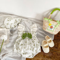 Load image into Gallery viewer, Baby Girls Flower Bow Print Rompers Wholesale 23071278
