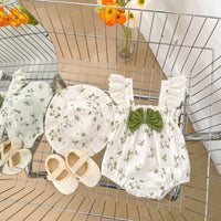 Load image into Gallery viewer, Baby Girls Flower Bow Print Rompers Wholesale 23071278
