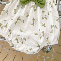 Load image into Gallery viewer, Baby Girls Flower Bow Print Rompers Wholesale 23071278
