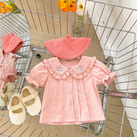 Load image into Gallery viewer, Baby Kid Girls Solid Color Cartoon Print Tops Rompers Wholesale 23071286

