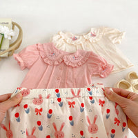 Load image into Gallery viewer, Baby Kid Girls Solid Color Cartoon Print Tops Rompers Wholesale 23071286
