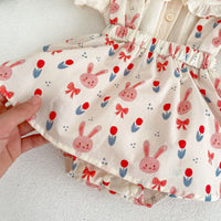 Load image into Gallery viewer, Baby Kid Girls Solid Color Cartoon Print Tops Rompers Wholesale 23071286
