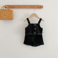 Load image into Gallery viewer, 2 Pieces Set Baby Kid Girls Tank Tops And Solid Color Shorts Wholesale 23071292
