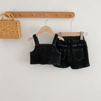 Load image into Gallery viewer, 2 Pieces Set Baby Kid Girls Tank Tops And Solid Color Shorts Wholesale 23071292
