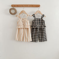 Load image into Gallery viewer, 2 Pieces Set Baby Kid Girls Checked Tank Tops And Pants Wholesale 23071299
