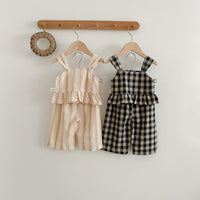 Load image into Gallery viewer, 2 Pieces Set Baby Kid Girls Checked Tank Tops And Pants Wholesale 23071299
