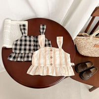 Load image into Gallery viewer, 2 Pieces Set Baby Kid Girls Checked Tank Tops And Pants Wholesale 23071299
