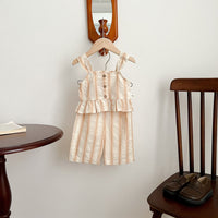 Load image into Gallery viewer, 2 Pieces Set Baby Kid Girls Checked Tank Tops And Pants Wholesale 23071299
