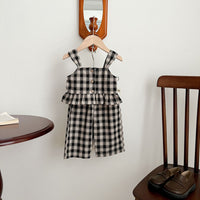 Load image into Gallery viewer, 2 Pieces Set Baby Kid Girls Checked Tank Tops And Pants Wholesale 23071299
