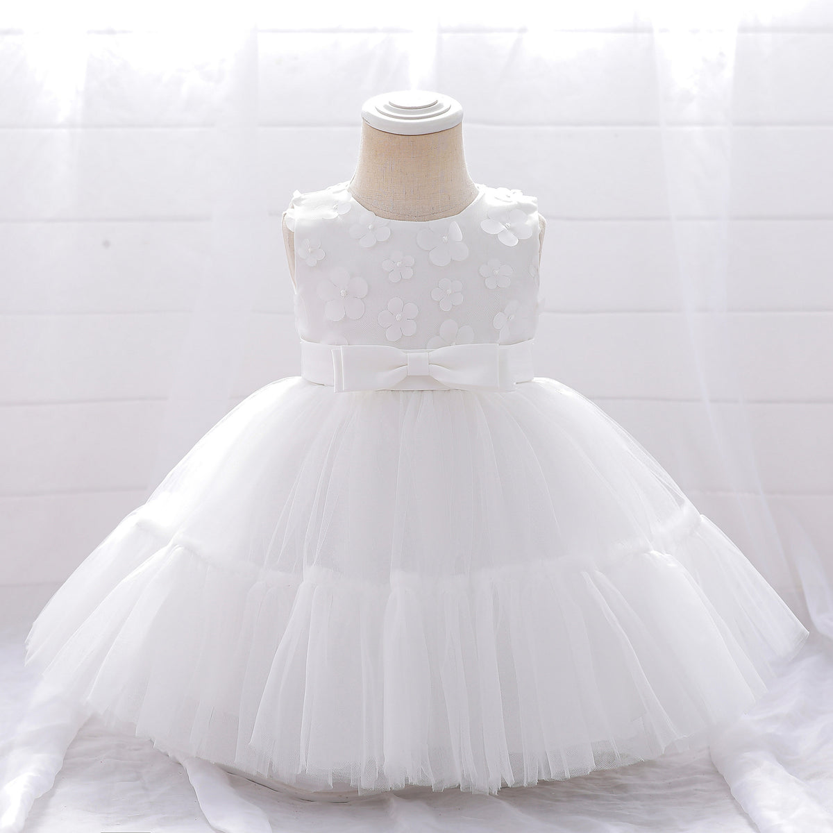 Baby Kid Girls Solid Color Bow Dressy Princess Dresses Wholesale 230803103