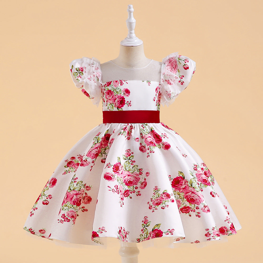 Baby Kid Girls Flower Print Dressy Princess Dresses Wholesale 230803109