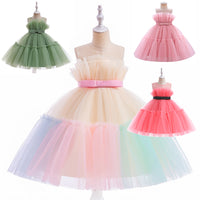 Load image into Gallery viewer, Baby Kid Big Kid Girls Solid Color Color-blocking Dressy Princess Dresses Wholesale 230803124
