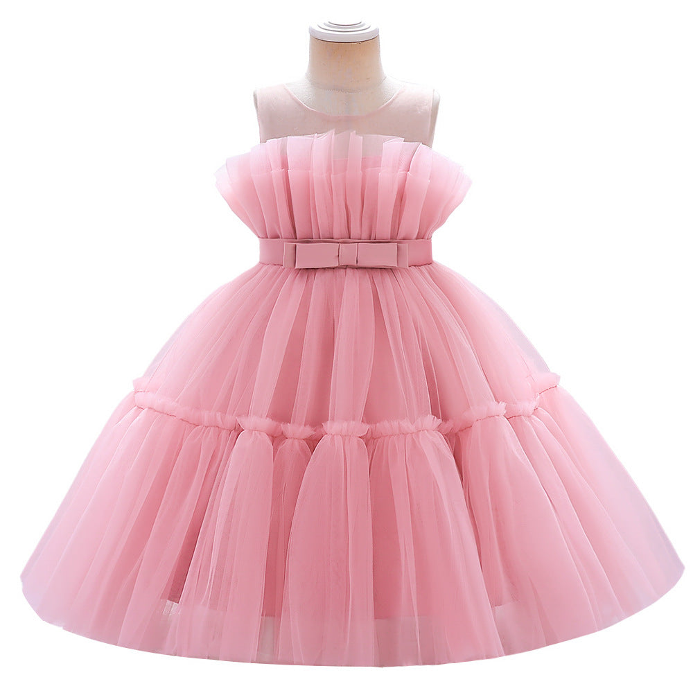 Baby Kid Big Kid Girls Solid Color Color-blocking Dressy Princess Dresses Wholesale 230803124