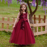 Load image into Gallery viewer, Kid Girls Solid Color Bow Embroidered Dressy Princess Dresses Wholesale 230803131
