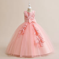 Load image into Gallery viewer, Kid Girls Solid Color Bow Embroidered Dressy Princess Dresses Wholesale 230803131
