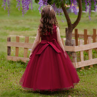 Load image into Gallery viewer, Kid Girls Solid Color Bow Embroidered Dressy Princess Dresses Wholesale 230803131
