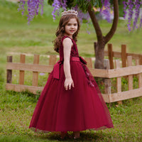 Load image into Gallery viewer, Kid Girls Solid Color Bow Embroidered Dressy Princess Dresses Wholesale 230803131

