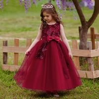 Load image into Gallery viewer, Kid Girls Solid Color Bow Embroidered Dressy Princess Dresses Wholesale 230803131
