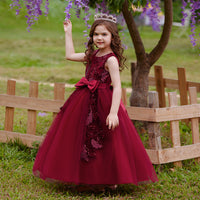 Load image into Gallery viewer, Kid Girls Solid Color Bow Embroidered Dressy Princess Dresses Wholesale 230803131
