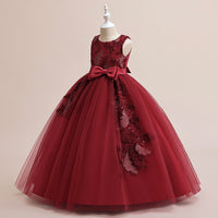 Load image into Gallery viewer, Kid Girls Solid Color Bow Embroidered Dressy Princess Dresses Wholesale 230803131
