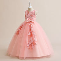 Load image into Gallery viewer, Kid Girls Solid Color Bow Embroidered Dressy Princess Dresses Wholesale 230803131
