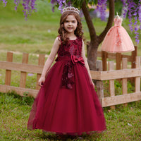 Load image into Gallery viewer, Kid Girls Solid Color Bow Embroidered Dressy Princess Dresses Wholesale 230803131
