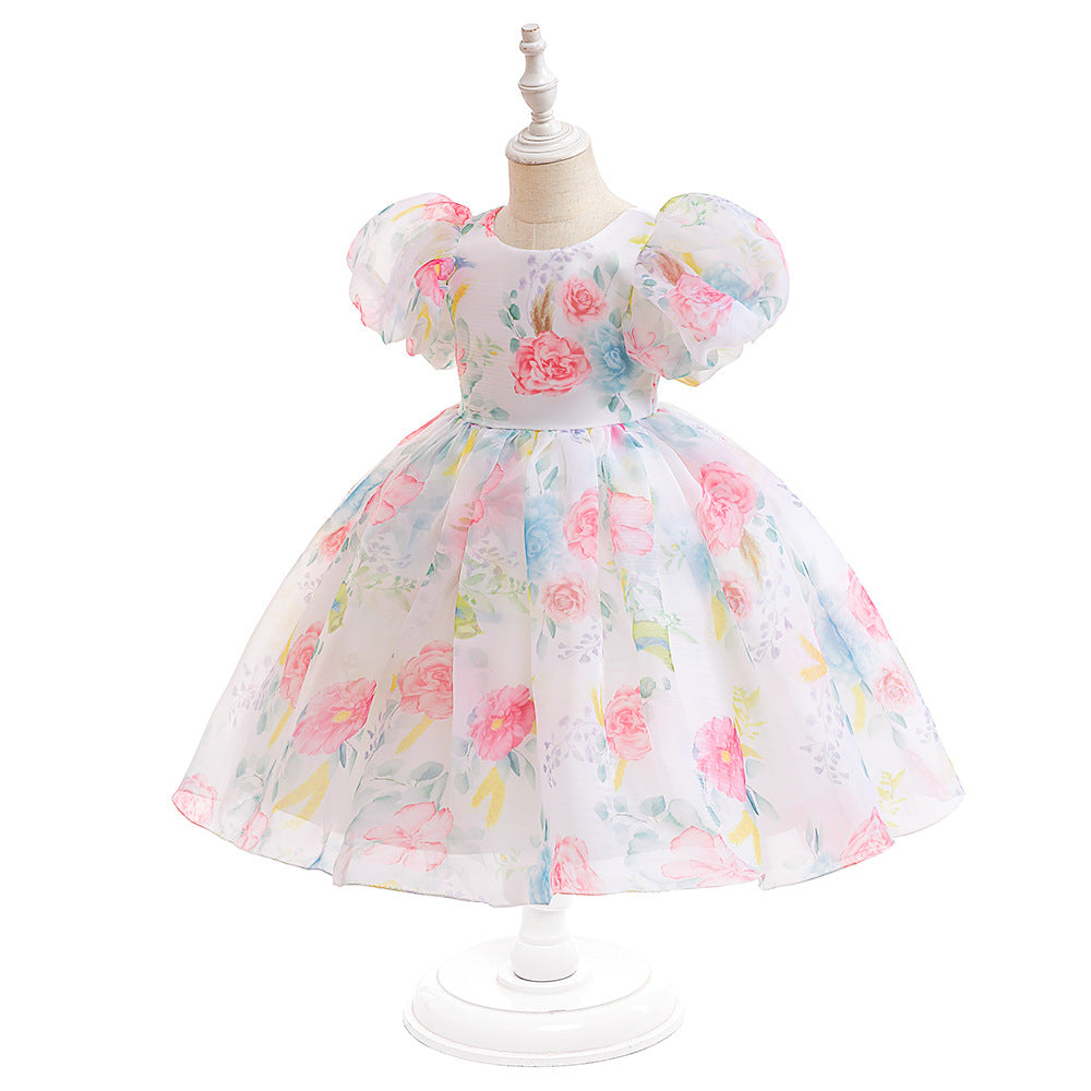 Kid Girls Flower Print Dressy Princess Dresses Wholesale 230803133