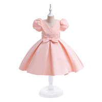 Load image into Gallery viewer, Kid Girls Solid Color Bow Dressy Princess Dresses Wholesale 230803190
